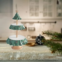 2-ravni štand Cupcake, Božićno drvsko oblikovano toranj za desert sa bazom za zabavu