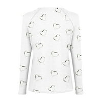 Strungten ženska bluza za bluze Ležerne majice Print dugih rukava V izrez patent zatvarača TEE pulover