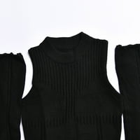 Ženska lagana ugrađena džemper GOTH džemper hladno rame s dugim rukavima tanka haljina crne s