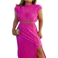 Sanviglor Women odgovaraju solid Color Outfits set suknje bez rukava COMFY Tuiting Večernji usjevi Vrh