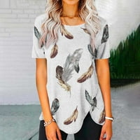 Košulje za žene Ženski ljetni okrugli vrat Kratki rukav tiskani rub nepravilno split majica Pulover