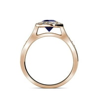 Blue Sapphire i dijamantni halo zaručnički prsten 1. CT TW u 18K ružičastog zlata.Size 7.5