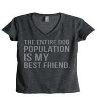 Cijela populacija pasa je moja najbolja prijateljica Ženska moda opuštena V-izrez majica TEE CHARCOAL