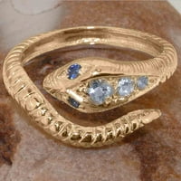 Britanci napravio 9k ružičasti zlatni prirodni akvamarin i safir ženski Wingens Obećani prsten - Opcije