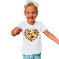 Mala djeca i velika djeca suncokretov srčani crtani print dječaci i djevojke vrhovi majica kratkih rukava