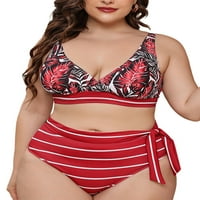Colisha Stripe Wone plus veličine Trokut bikini kupaći odijelo V izrez za plažu kupaći kostim Tankni