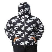 Huakaishijie Hoodie dukserica za muškarce pune zipp povišene grafičke jakne s kapuljačom zvijezde