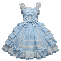 Sweet Blue Lolita haljina za žene bez rukava kawaii japanski stil lolita princeze haljine sa lukovima