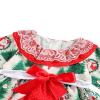 Dječja djevojka Božićna haljina drva Santa Claus Flaus rukav čipkaste haljina za haljinu za princeze