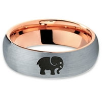Tungsten Slon životinja 2D Style Art Band prsten Muškarci Žene Udobne cipele 18K Rose Gold Dome Brušeno