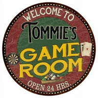 Tommie's Game Room 14 okrugli metalni znak Bar Kuhinja Crveni zid Decor 100140032354