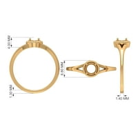 Okrugli rez Moissinite Solitaire prsten u uzorak okvira užad sa Split Shank stilom, 14k bijelo zlato, SAD 9,00