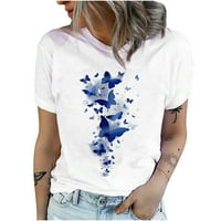Žene vrhovi Ljetni casual kratkih rukava CRAT CREW CALTERFly Print Tes košulja Bluza plus veličine za