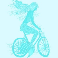Sirena na biciklističkom dječaku svijetlo plava grafički tee - dizajn od strane ljudi xl