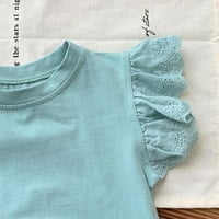 T-majica za djevojčice Toddlera Ljetna čvrsta boja Jednostavna posadna vrata Ležerna rukav ležerna u