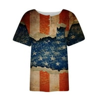 Tking modni dan nezavisnosti Ženski kratki rukav s kratkim rukavima dolje V-izrez Košulje Summer Casual