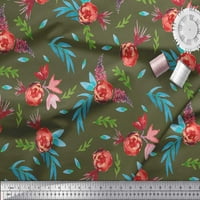 Soimoi Japan Crepe saten tkaninski cvijet i ostavlja akvarelska tkanina od dvorišta široka
