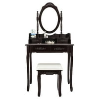 Ladici Samyohome Vanity Tabela set šminke sa stolicom za rotacijsku stolicu, smeđe