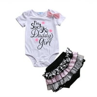 Nokiwiqis Baby Girls Pismom Print Romper + Multi-tulle ruffle bowknot Shorts