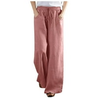 Fufitet ženske ležerne hlače na širokim nogama lagane strupne pojaseve čvrste džepne hlače