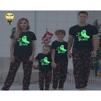 Peyakidsaa Halloween Pajamas Porodični set Ghost Ispis majica s kratkim rukavima Štampane hlače za spavanje
