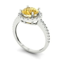 1. CT sjajan okrugli rez Clear Simulirani dijamant 18k bijeli zlatni halo pasijans sa Accentima prsten