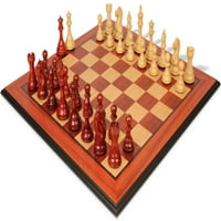 Fierce Knight Staunton Chess Set Padauk & Boxwood sa Padauk & Bird's Maple Oblikovanom rubom - 4 King