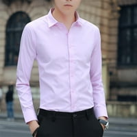 Muškarci Ležerni moda Slim Fit Dugi rukav Ležerne prilike, Formalno odijelo Forres majice Pink 4xl