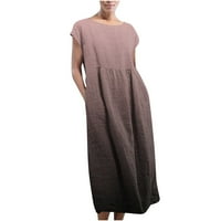 PBNBP posteljina haljina za žene ljetni casual ombre kravata boja kapica za čahure sa džepovima sa džepovima
