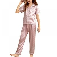 Kid djevojke svilene satenske pidžame set na dugme PJS setovi dvodijelni saloni za spavanje s kratkim