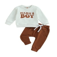 TODDLER Baby Boys Fall Outfits Pismo Ispis Crew Crt Duge rukave i duge hlače Set odjeće