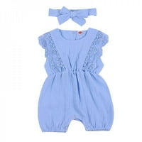 Baozhu ljetna dječja djevojka Rompers Baby Solid čipkaste dizajnerska odjeća posteljina ruffles toddler