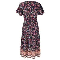 Ljetne haljine za ženu Rhombic Fashion Floral Beach Ispiši labavu stilu Temperamentalna haljina Žene
