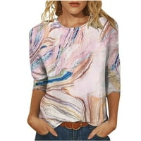 Ženske majice rukav, Ljetne košulje za žene Trendy Slatki ispis Bluuse Trendy Crew Crt majice