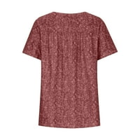 Ženski ljetni vrhovi plus veličine kratkih rukava V-izrez za bluzu za bluzu od pulover kratkih rukava