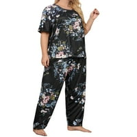 Ženska plus veličina pidžama Set Three Floral majica Nightne haljine Long Hlače Loungewear PJ sa očnim