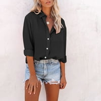 Ženska bluza Moda Solidna boja Labavi gumb Duga košulja Pamučne dame Casual Tops Bluza Blusas de Mujer