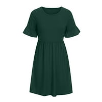 Ljetne haljine za prodaju za žene za žene kratki rukav košulja ruffle haljina okrugla izrez Maxi Loose