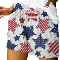 Četvrta jula Patriotske američke zastave Ženske kratke hlače Ispiši labavi džepne kratke hlače Grey