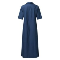 Ljetna haljina za žene kratke žene casual moda Solid haljina Okruga dugih rukava haljina s dugim rukavima
