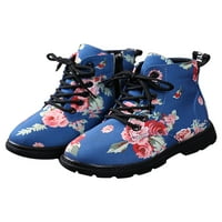 Oucaili Boys Boots Boot platforme debeli potplat gležnja slatka zip-up cipela modna plava 4. toddler