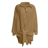 Plus veličine vrhova ženske dugme Down Bluze Tuntic Theovi Labavi Ležerne prilike rever vrat majica