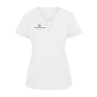 Yubatuo Ženske vrhove Žene Solidne boje kratkih rukava V-izrez Top radne uniforme Džepne majice za žene