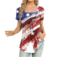 Ženska grafička majica u nevolji skropati Square Scrat kratki rukav TOP USA Zvijezde Stripes Patriotska