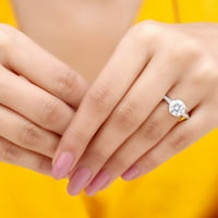 Okrugli rez Moissite Solitaire zaručni prsten sa bočnim kamenjem, 14k bijelo zlato, SAD 11.50