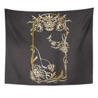 Osnovni bijeli antikvi u stilu Nouveau sa čitanjem crne i zlatne boje Autentični rođendan Zidna umjetnost Viseća tapiserija Kućni dekor za dnevnu sobu spavaća soba spavaonica
