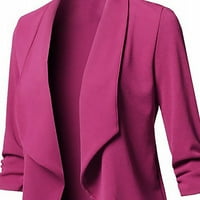 Hot Pink Womens Coats ženska modna casual bleder čvrsti otvoreni kaput s dugim rukavima s dugim rukavima