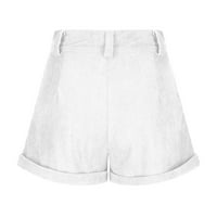 Tawop Jean Shorts Womens Stretchy Casual Sport Hlače Pocket Shorts Comfy Hratke Bijela veličine 8