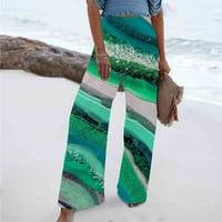 Žene Ljeto Flowy Pamučne posteljine Palazzo Široke hlače na plaži Visoko struk pantalone Boho dugačak