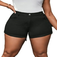 Ženske obične mršave crne plyine traper kratke hlače 3xl